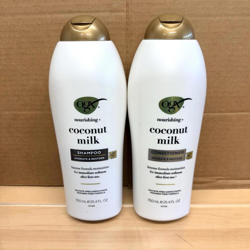 OGX Nourishing Coconut Milk Shampoo and Conditioner Set 25.4 Fl oz Lot of 2